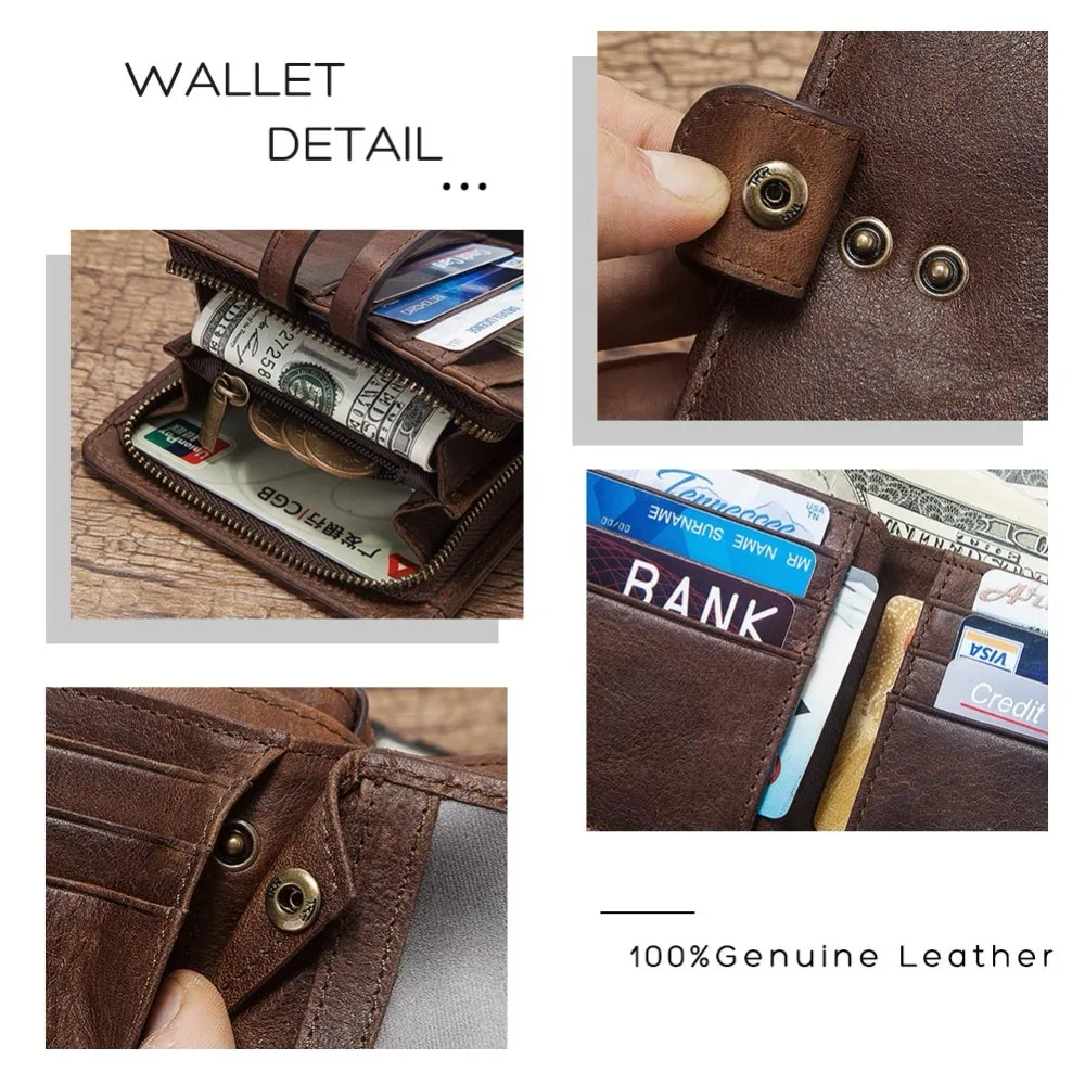 Rfid ID Card Holder мужские кошельки сумка для денег Мужской винтажный черный короткий