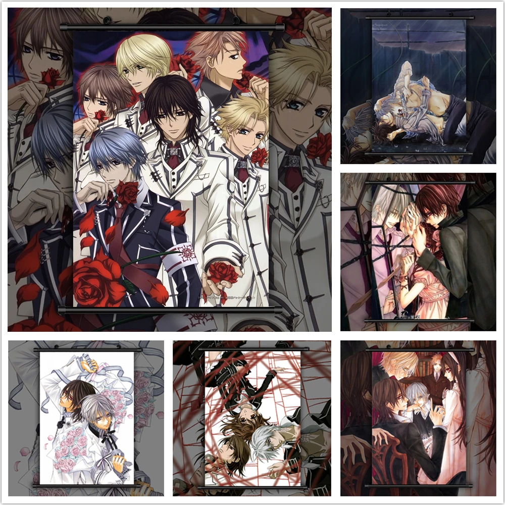 Рыцарь вампира Kuran Kaname Yuki Kiryu Zero Аниме Манга настенный плакат свиток B