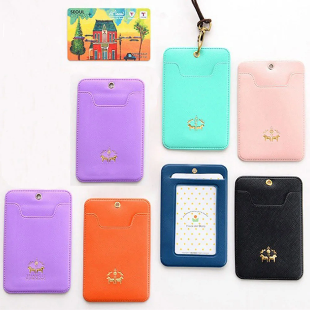 Карамельный цвет Обложка на удостоверение личности IC брелок с отсеком карточки