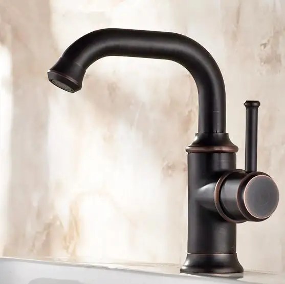 Смесители для умывальника Античный Черный Масляный латунный кран ванной горячей