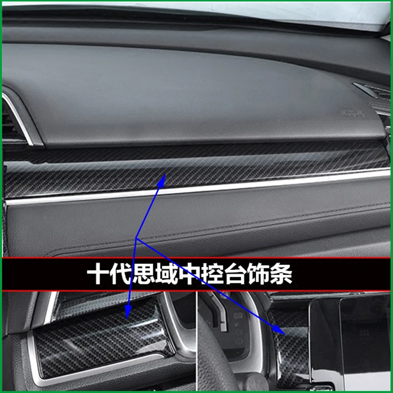 

Car Interior Accessories ABS Carbon Fiber Print Console Center Dashboard Cover Trim Sticker Fit For Honda Civic 2016 2017 LHD