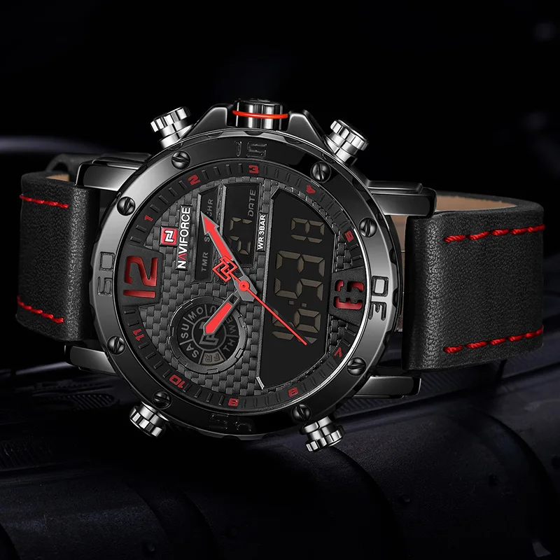 NAVIFORCE спортивные часы светодио дный для мужчин водостойкие светодиодный