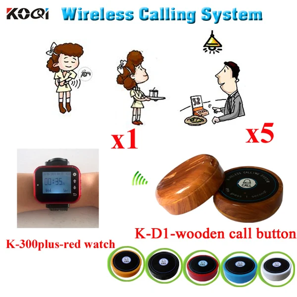 

Wireless Waiter Call System 2015 Newest Restaurant Buzzer With 1 Watch Clocks + 5 1keys Buttons,Shipping By DHL/EMS