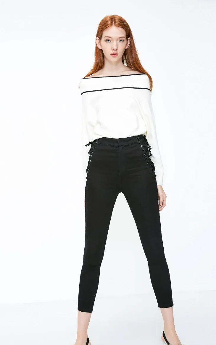 Vero Moda новые женские уличные стильные на шнуровке с высокой талией облегающие укороченные джинсы | 318349562