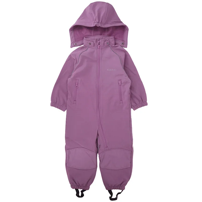 Лаванда Soft shell baby jumpsuit boy girl jumpsuit with foot belt jumpsuit to keep warm - Цвет: Лаванда
