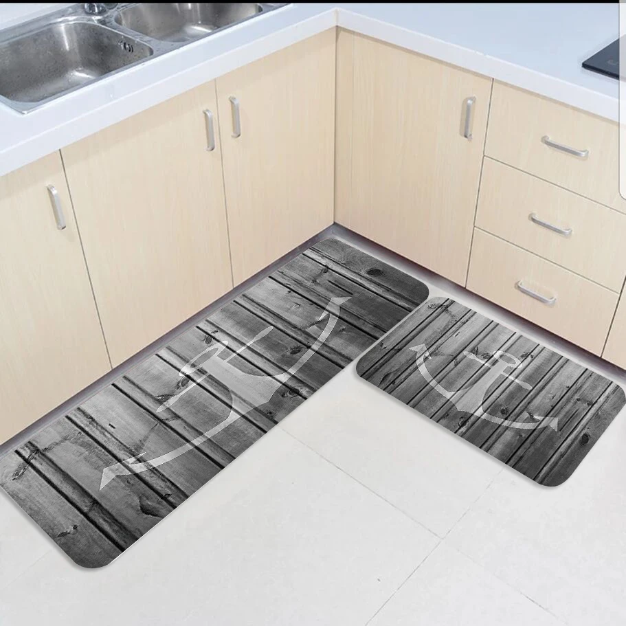 2 шт. набор ковров с принтом древесины кухонный Придверный коврик для дома Коврик