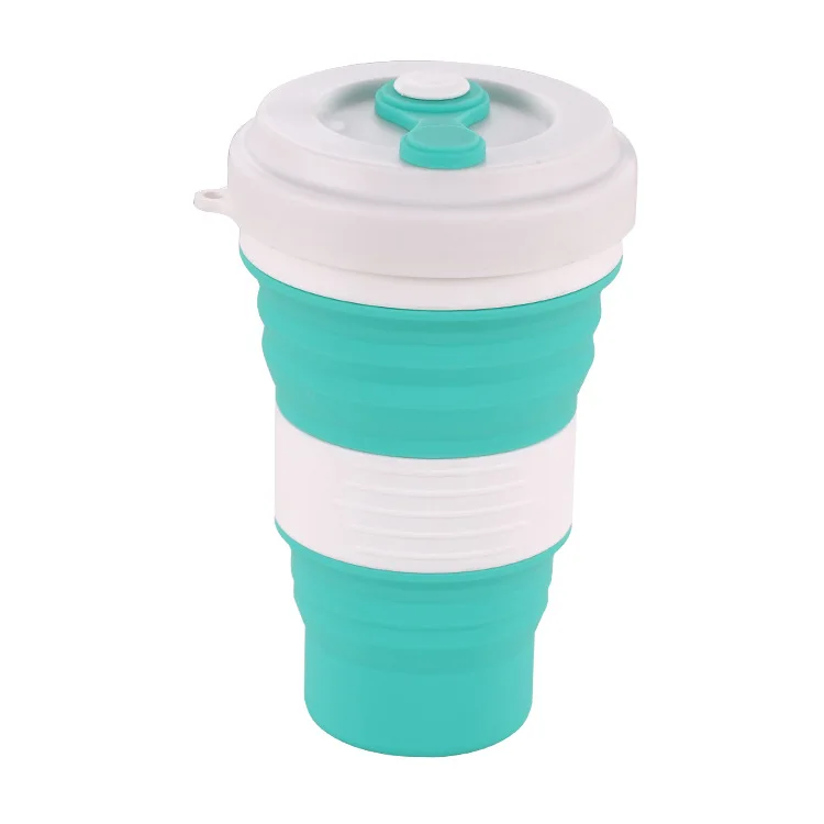 light blue-550ml 550 мл складной силиконовый чехол для кружки Складная кружка с крышкой походная кружка для воды кофейная кружка спортивная для питья вода бутылка для питья инструменты - Цвет: light blue-550ml
