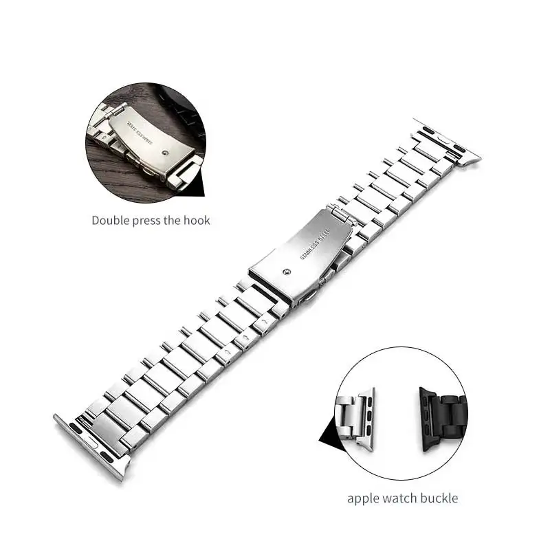 MEIKANGHUI Sport Strap For Apple Watch Band 38mm 42mm Iwatch 3 2 1 Stainless Steel Wrist band Link bracelet Watch band Strap
