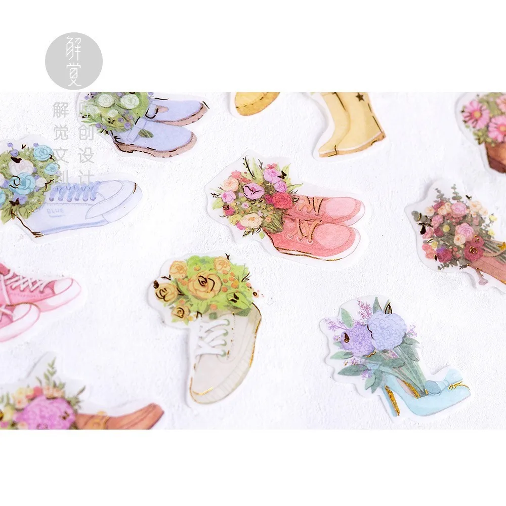 

45PCS Cartoon Passing Through The Flowers Children Stationery For DIY Albums Scrapbooking Diary Decoration Depicting Stickers