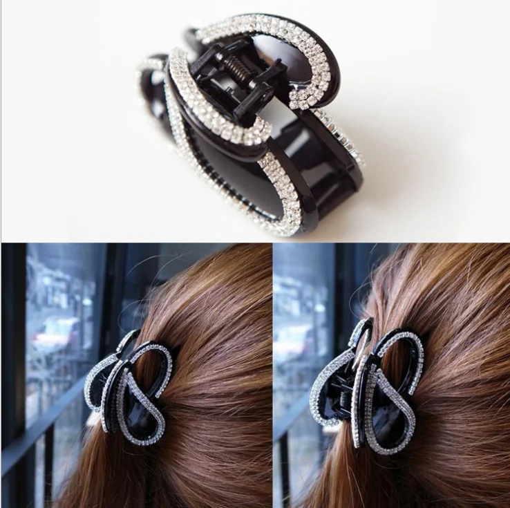 Большие Когти для волос со стразами и бантом |