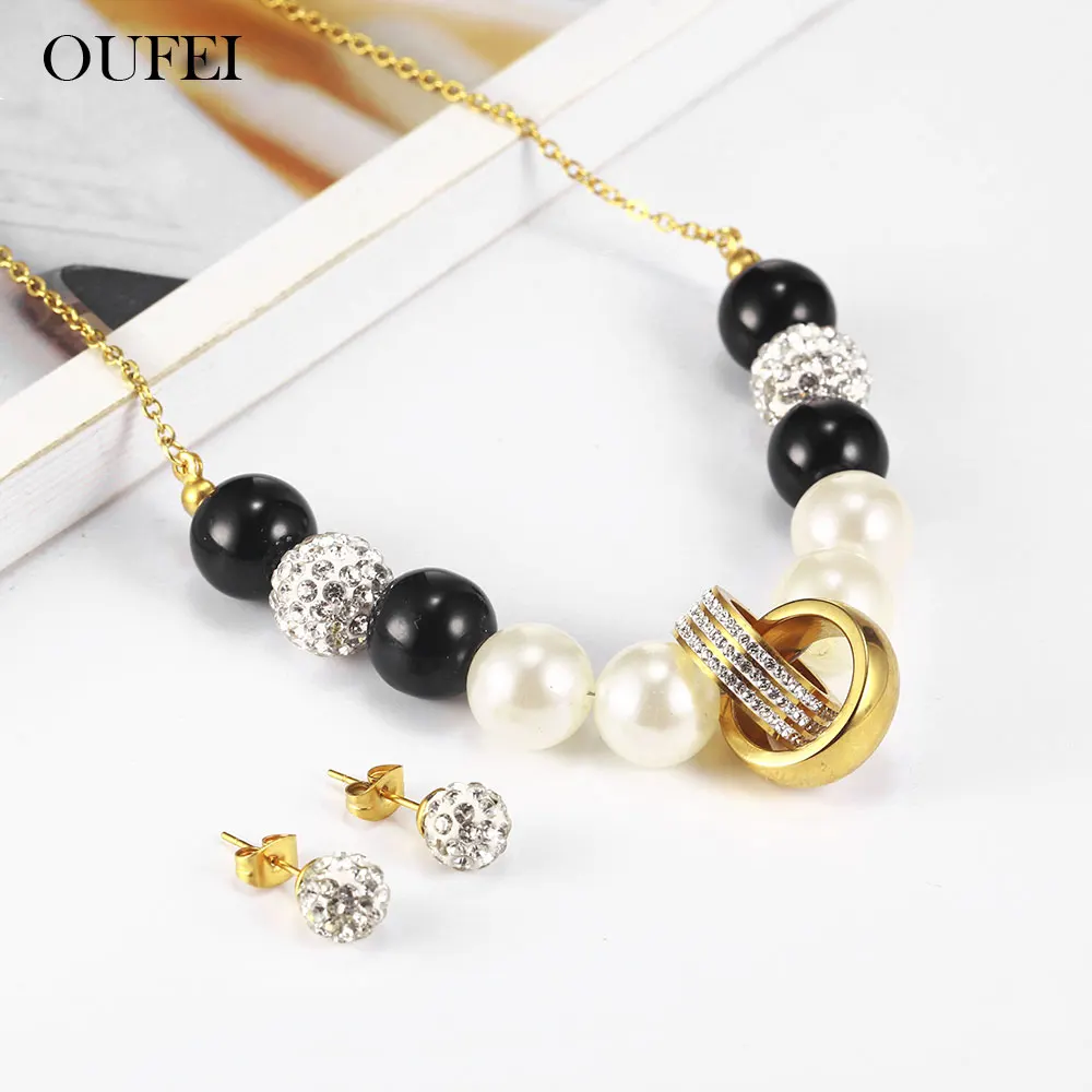 Комплект из жемчужного ожерелья и серег OUFEI Модные женские ювелирные изделия