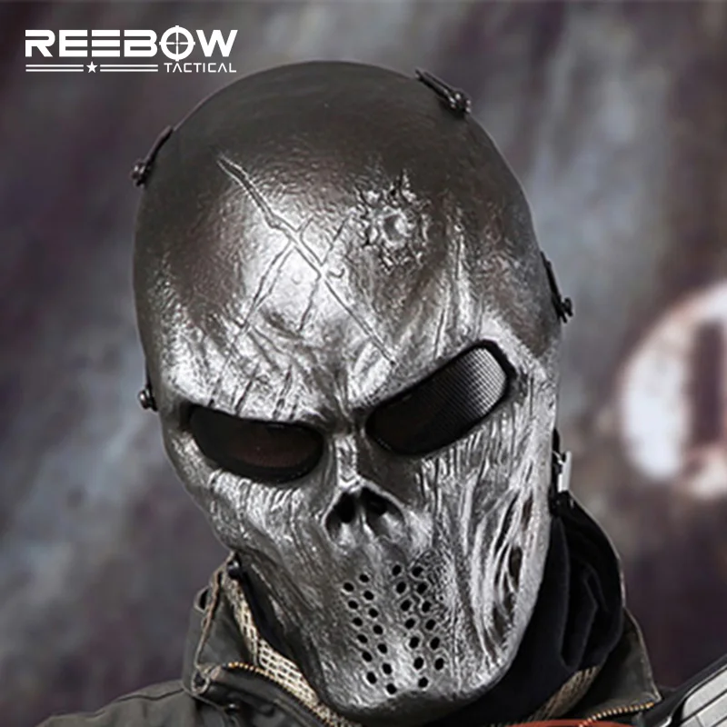 Тактическая Военная пейнтбольная маска REEBOW уличные Серебряные железные