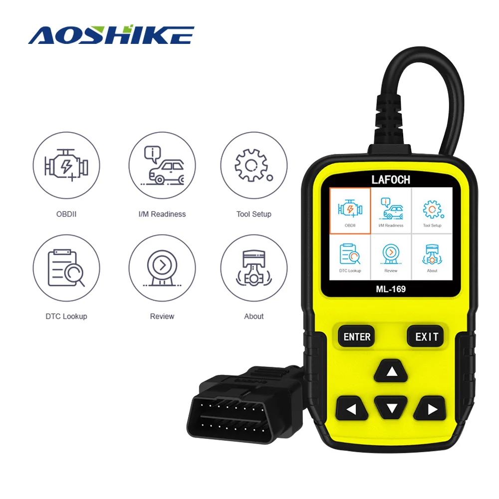 AOSHIKE ML169 I/M OBD диагностический инструмент OBDII протоколы умный сканирующий инструмент считыватель кодов двигателя проверка OBD2 сканер ручной для DIY