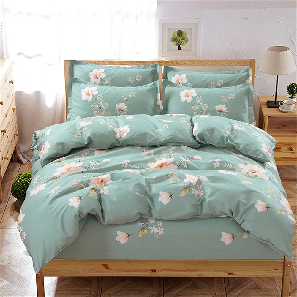 4 шт. белый набор постельных принадлежностей пасторальный стиль цветочный лист