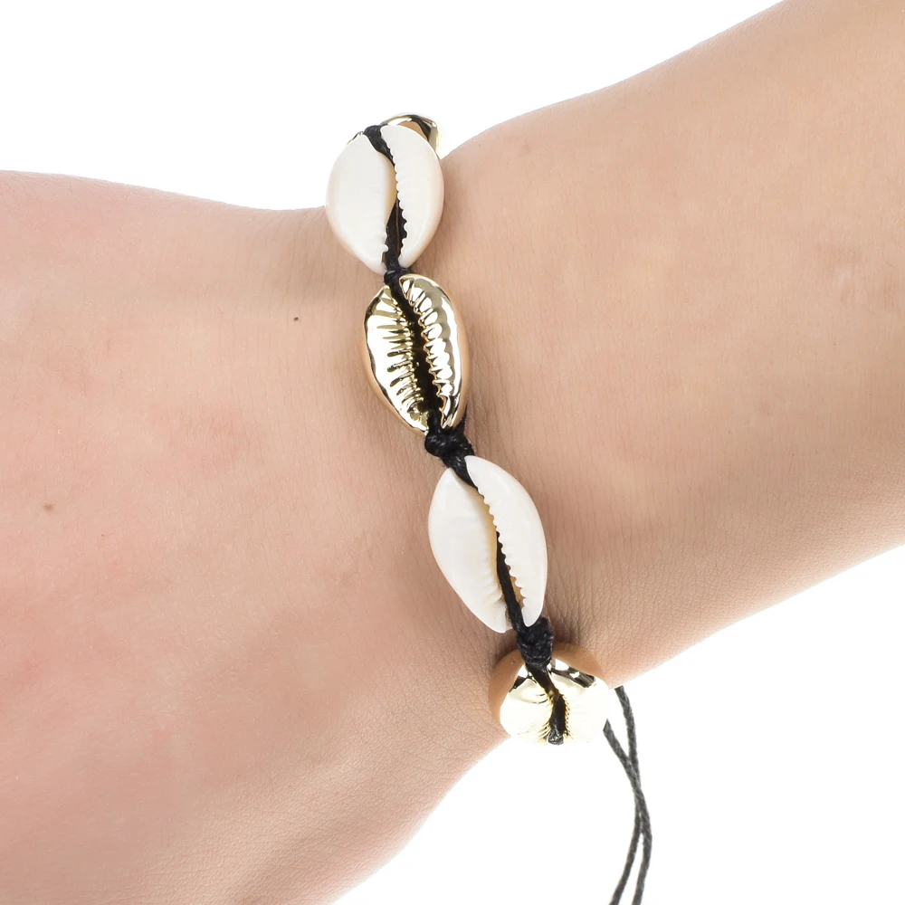New Shell Charm Bracelets Bangles For Women Men Braided Adjustable Rope Chain Beach Seashell Friendship Bracelet Fashion Jewelry | Украшения