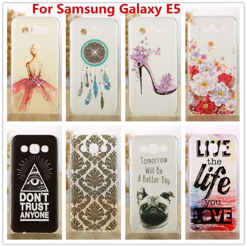 Чехол для Samsung Galaxy E5 роскошный Прозрачный 3D Блестящий жесткий пластиковый чехол
