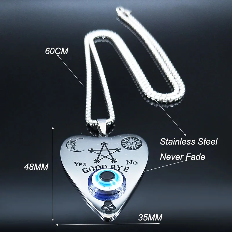 2021 Sun Moon Blue Eye Pentagram Wicca Stainless Steel Necklace Women Silver Color Jewelry collar acero inoxidable mujer N569S02 | Украшения