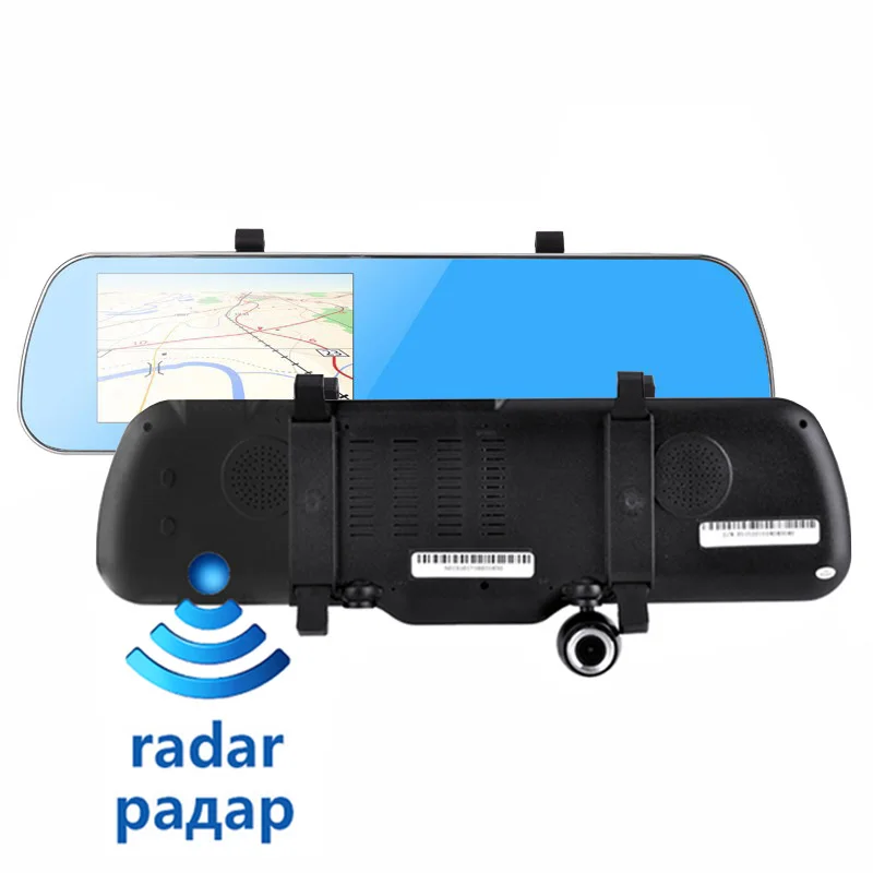 5 дюймов IPS автомобиля GPS навигации зеркало заднего вида Антирадары Android 4.4