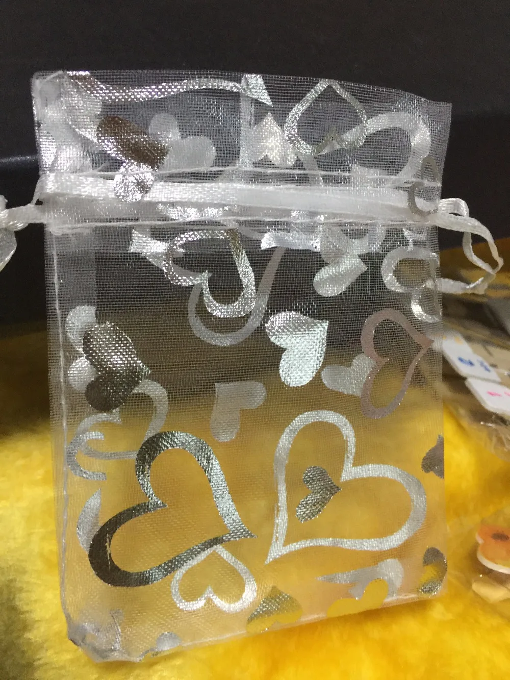 100 шт в форме сердца из белой органзы сумки свадебный подарочный пакет мешки