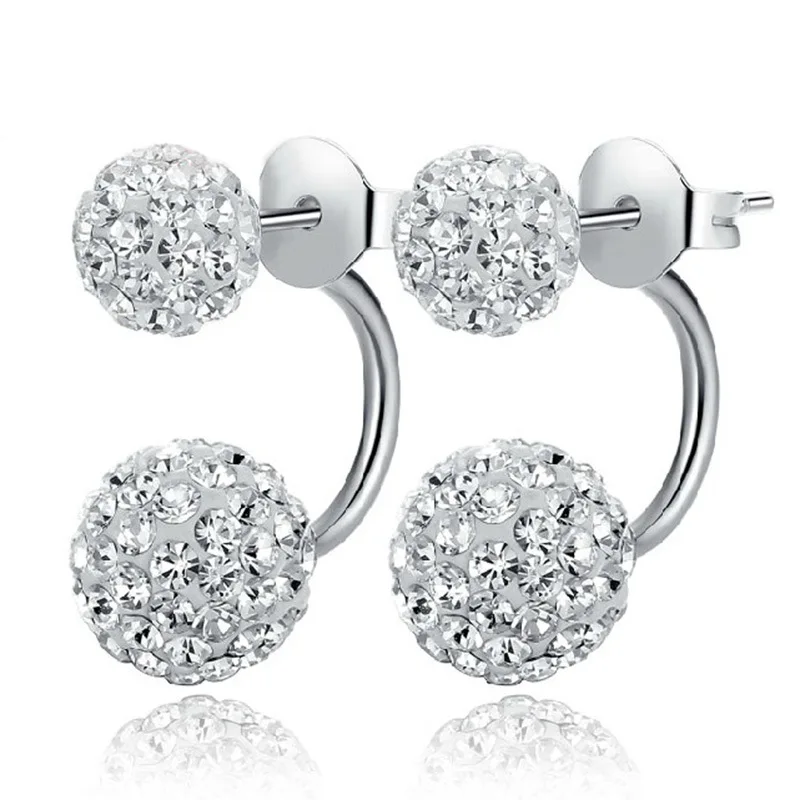 

Wholesale 30% Silver Plated Fashion Shiny Shambhala Ball Crystal Ladies Stud Earrings Jewelry Female Gift Drop Shipping Cheap