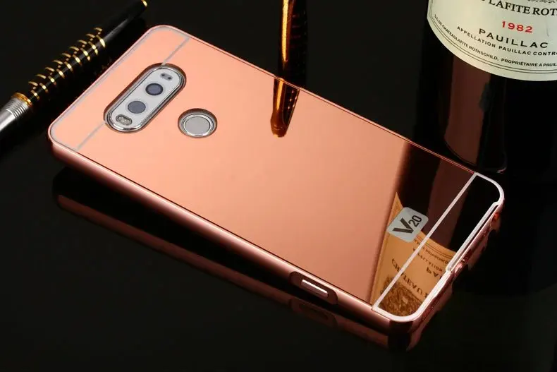 Роскошные Зеркало из розового золота чехол для LG V10 аллюминиевый металлический каркас чехол для LG V20
