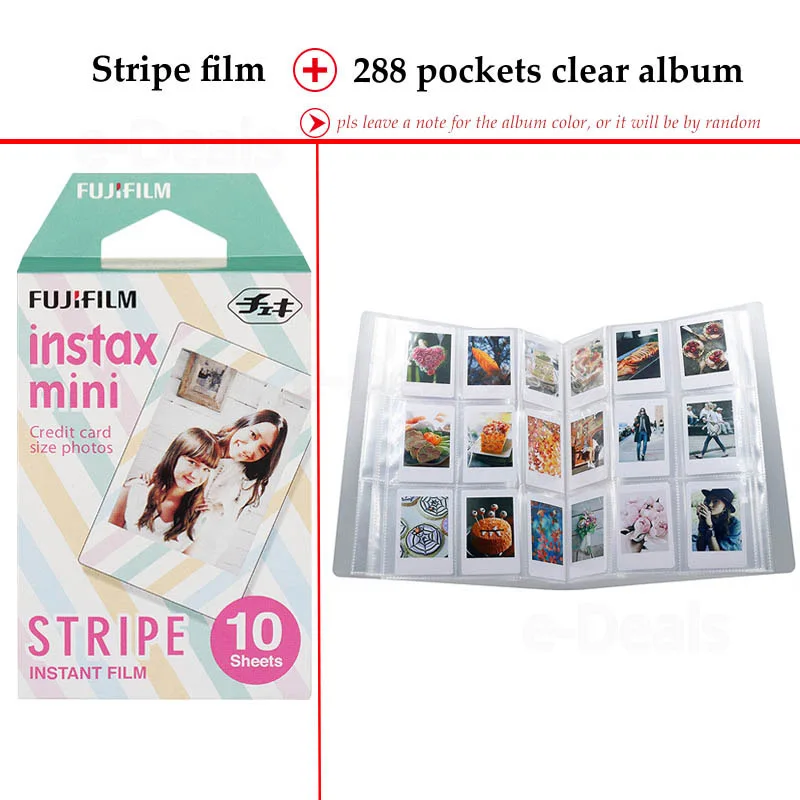 Пленка Fujifilm Instax Mini в полоску 10 листов для 9 8 + 7s 70 90 25 мгновенная полироидная камера
