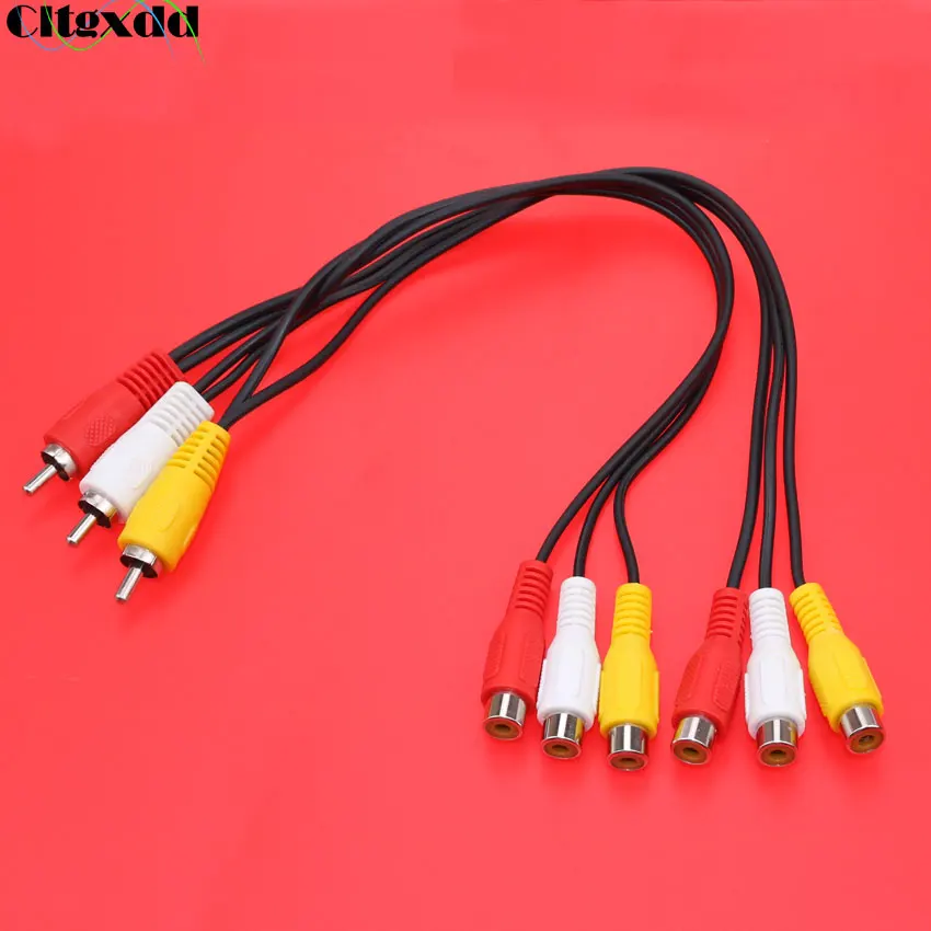 Черный аудио видео кабель cltgxdd 30 см 3RCA штекер на 6 RCA сплиттер AV TV DVD стандартной