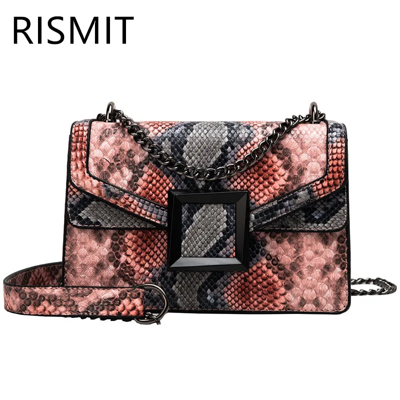 2019 New Bolsos Mujer Rismit Female Snake Bags Fashionable Shoulder Small Chain Robbers Crusader Leather With Skin Pads | Багаж и сумки