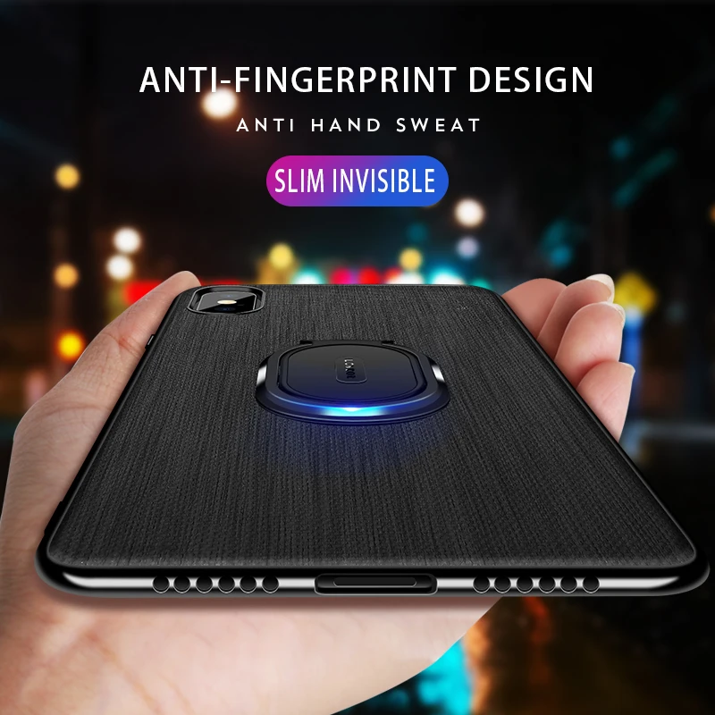 Luxury Ultra-thin Phone Case For iPhone X XR XS Max 6 6s 7 8 Full Shockproof Cover Plus With Holder Ring |