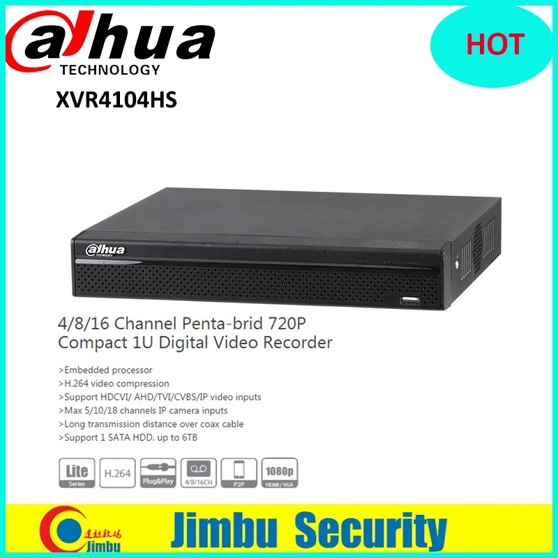 DAHUA XVR4104HS 4 канала 720 P 1U цифровой видеомагнитофон поддержка HDCVI/AHD/TVI/CVBS/IP видео