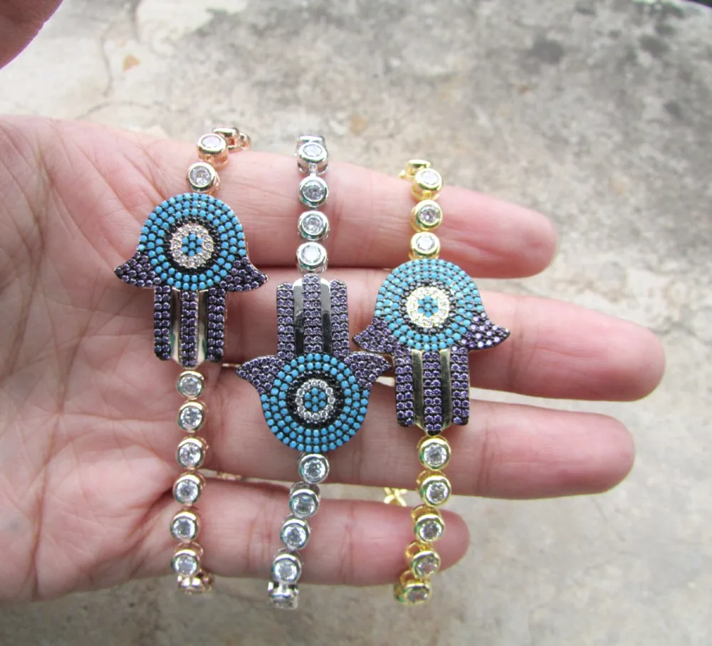 Рука Фатима фиолетовые бриллиантовые браслеты Хамса ручной браслет