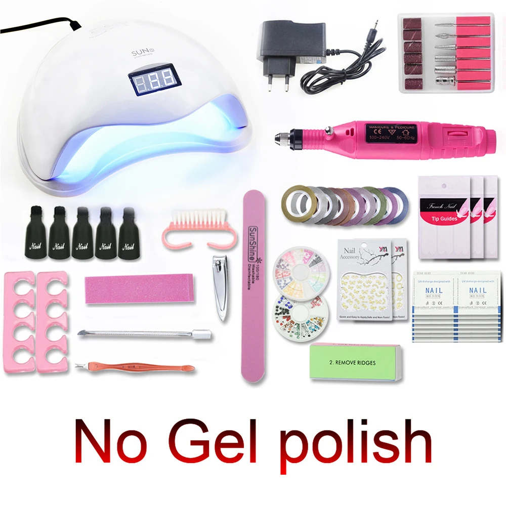 Маникюрный гель для ногтей лак 10 цветов набор с УФ светодиодный лампой