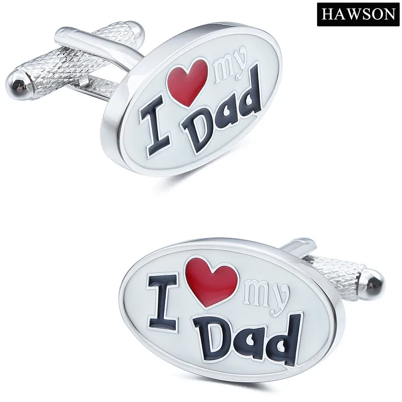 Запонки с эмалью HAWSON надпись I Love My Dad овальной формы лучший подарок для отца|cuff