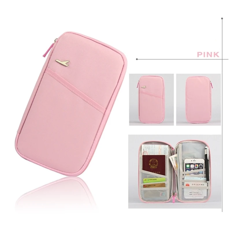 Pink Дорожная Обложка для паспорта, кошелек, дорожная многофункциональная посылка для кредитных карт, держатель для ID, органайзер для хранения, клатч, сумка для денег - Цвет: Pink