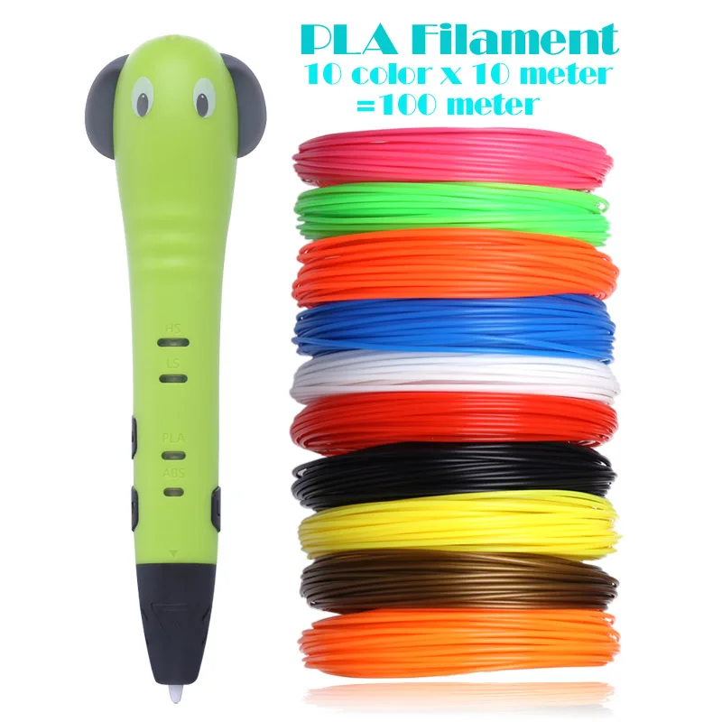 Pen Add 100M PLA AVEIBEE 3D ручки для печати, 12 В, 3 D ручки для карандашей, 3D ручки для рисования с бесплатной PLA нитью для детей, Обучающие инструменты, игрушки для хобби - Цвет: Pen Add 100M PLA