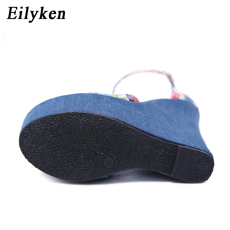 Eilyken/2021 г. Новые синие джинсовые сандалии с принтом пикантные женские босоножки