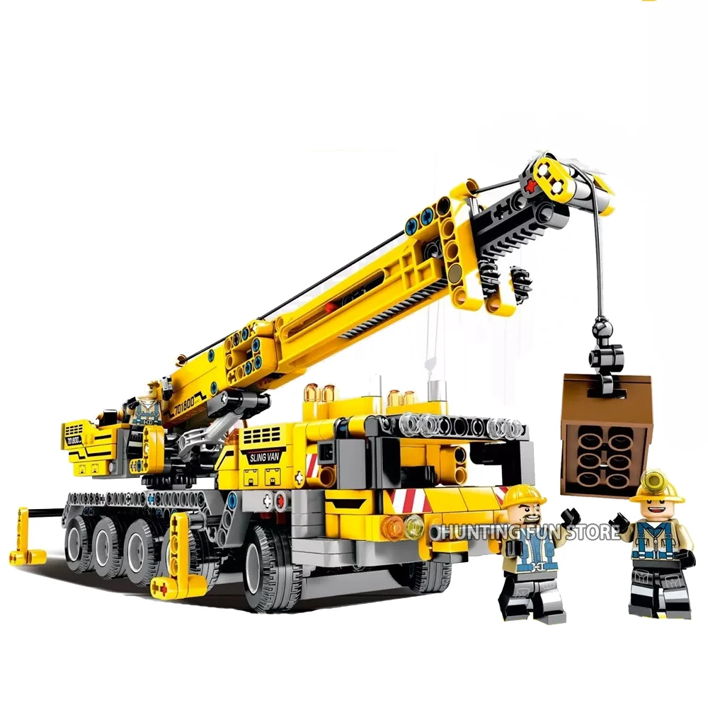 Fit City Technic серия передвижной кран Набор с мини-фигурками грузовик обучающая модель строительные блоки игрушки для детей Подарки для мальчиков