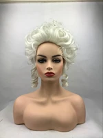high quality marie antoinette princess medium curly cosplay wig heat resistant synthetic hair cosplay wigs wig cap