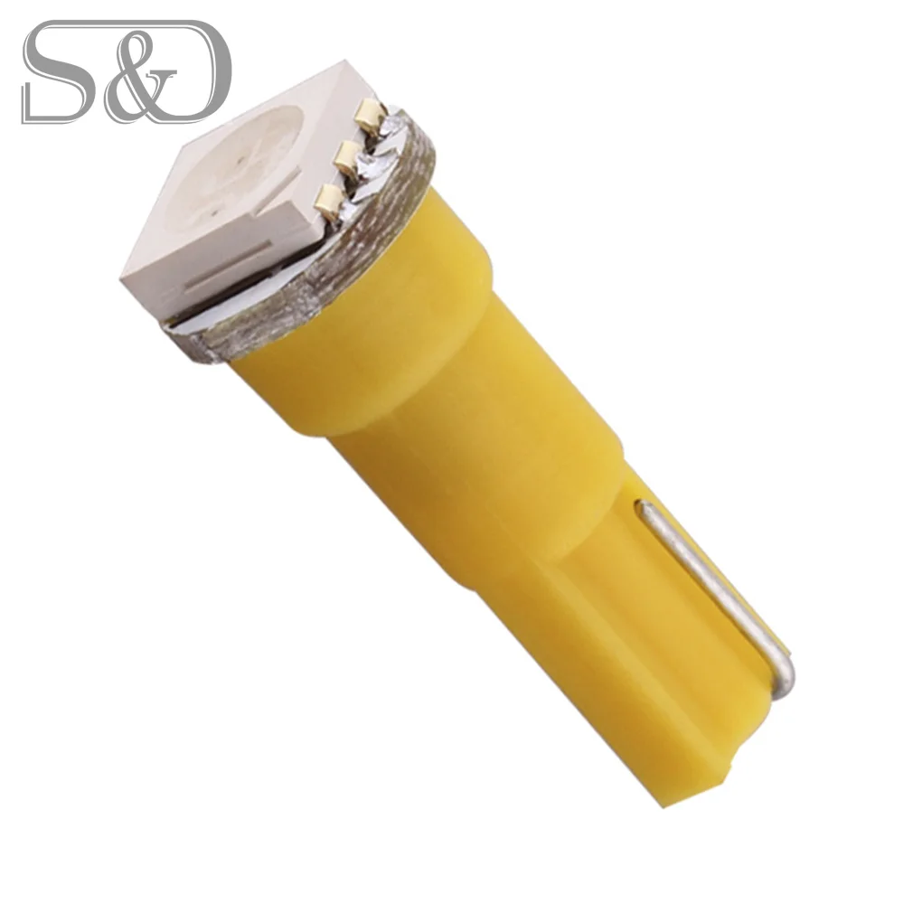 T5 1 SMD 5050 желтый светодиодный Автомобильная лампочка лампа внутреннего освещения