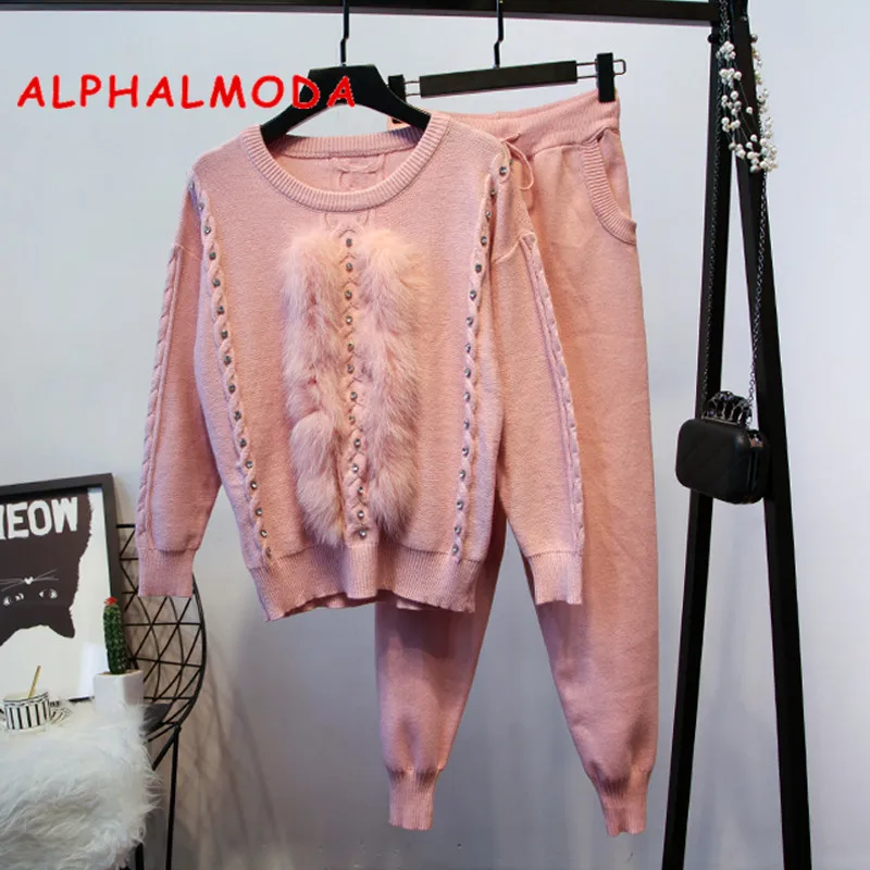 Женский комплект из 2 предметов ALPHALMODA свитер с длинными рукавами и штаны шипами