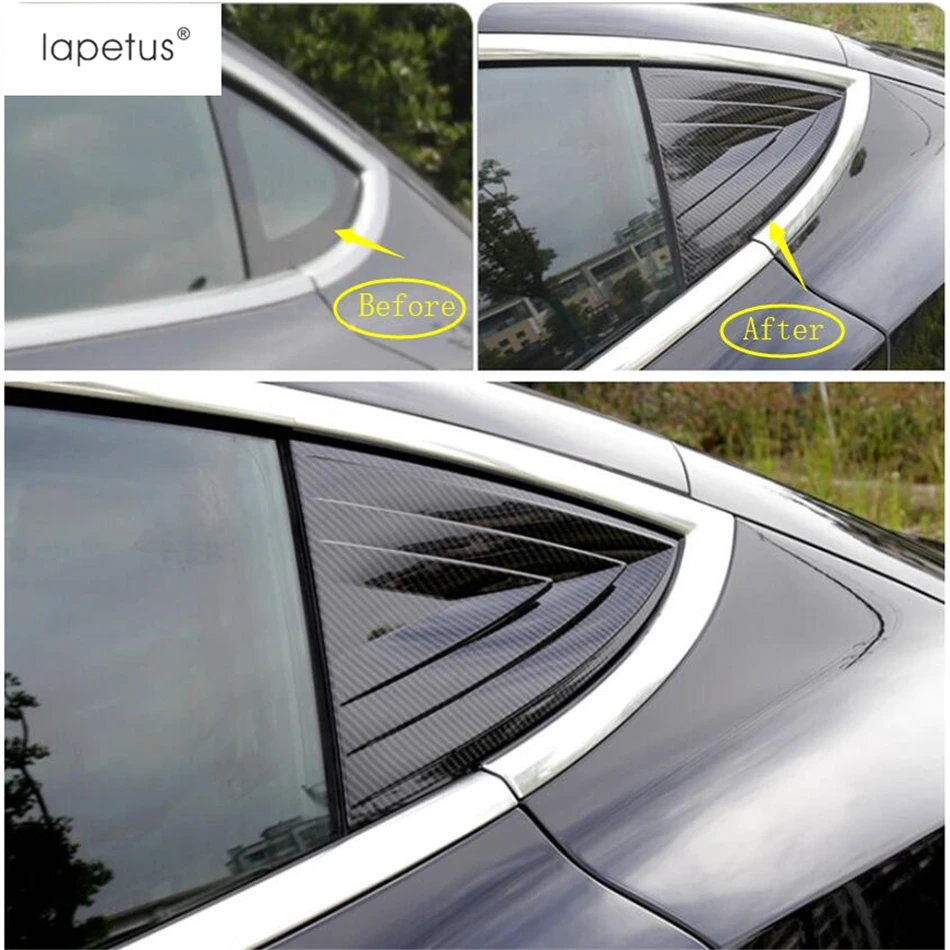 Lapetus Accessories For Tesla Model 3 2018 - 2021 ABS Rear Tail Louver Window Windshield Spoiler Triangle Wing Cover Trim | Автомобили и