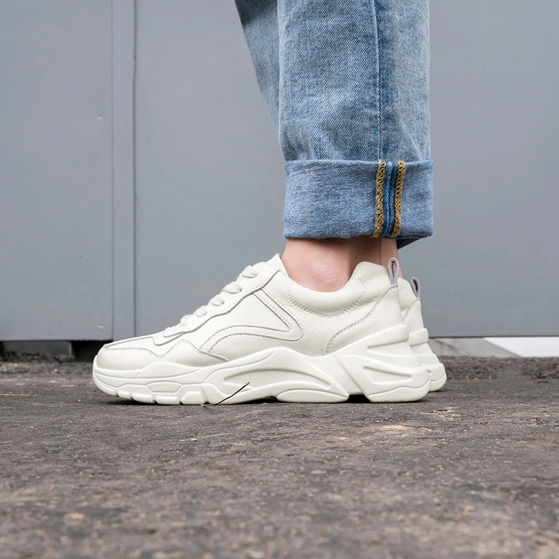 Buono Scarpe/женские кроссовки на высоком каблуке; фирменный дизайн; обувь на шнуровке; Повседневная Белая обувь на толстой подошве; новые женские кроссовки на платформе