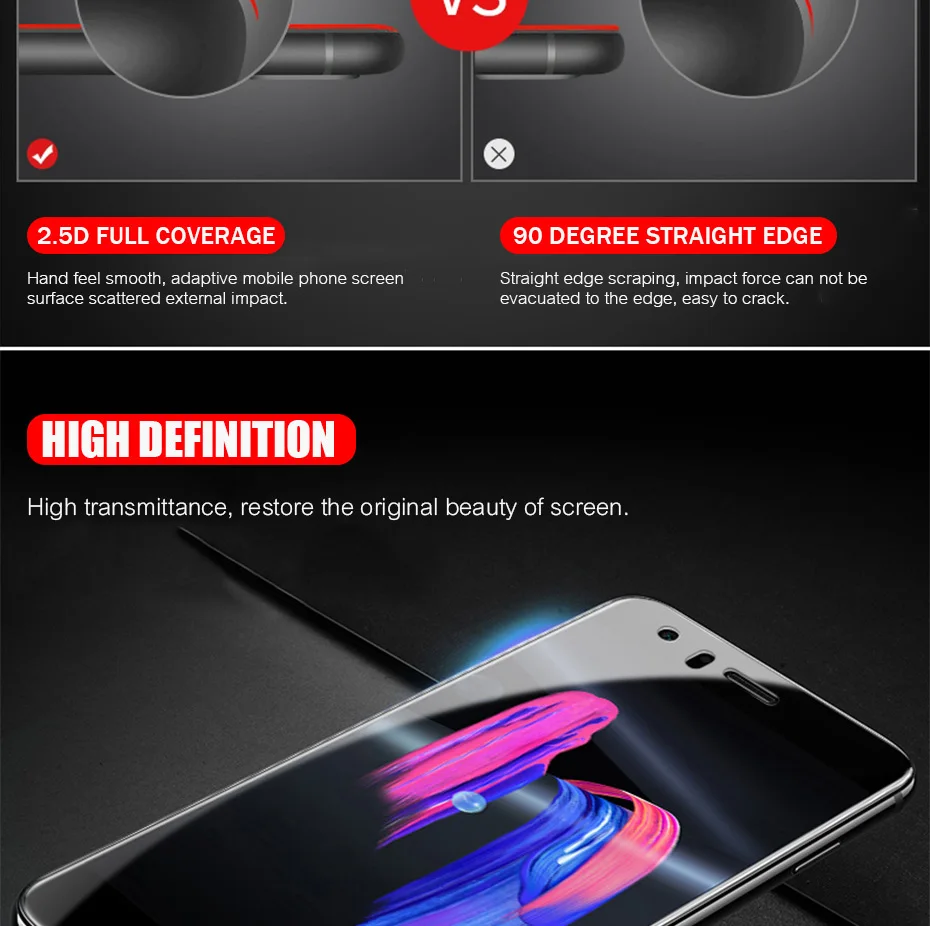 3 шт полное покрытие из закаленного стекла для huawei Honor 9 8 10 lite Защита экрана для Honor 7A 7C Pro RU 8C 8X Max защитное стекло