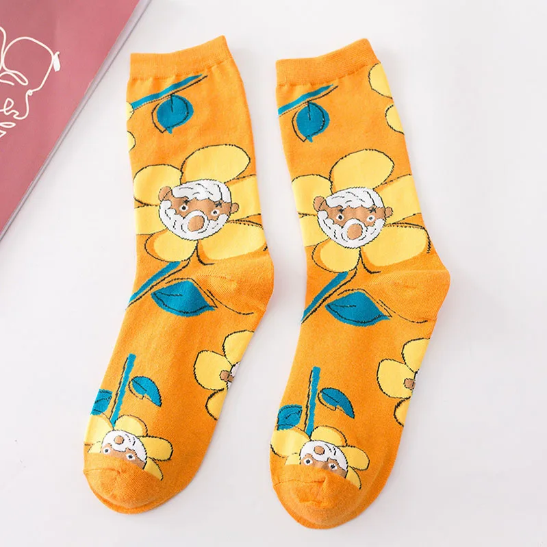 Оранжевый Японские Новые короткие носки Kawaii С мультяшными птицами женские модные хлопковые розовые носки с аниме-животными для девочек, подарок с милыми уличными цветами, Meias - Цвет: Оранжевый