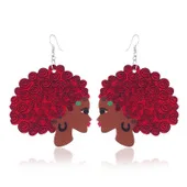 Red LZHLQ Африканская Карта моделирование серьги женские модные серьги девушка новые деревянные висящие серьги для женщин ювелирные изделия - Окраска металла: Red
