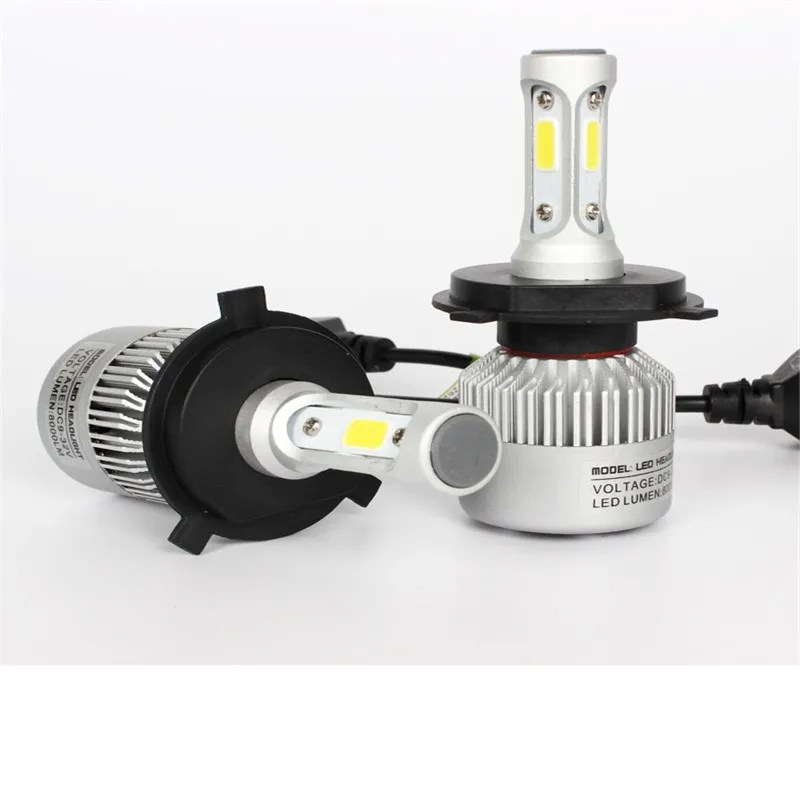 Automobiles H4 9012 9004 9007 LED Head Lamp COB S2 Auto Car Headlights 72W 8000LM High Low Beam Super White 6500K Bulb 2Pcs | Автомобили и