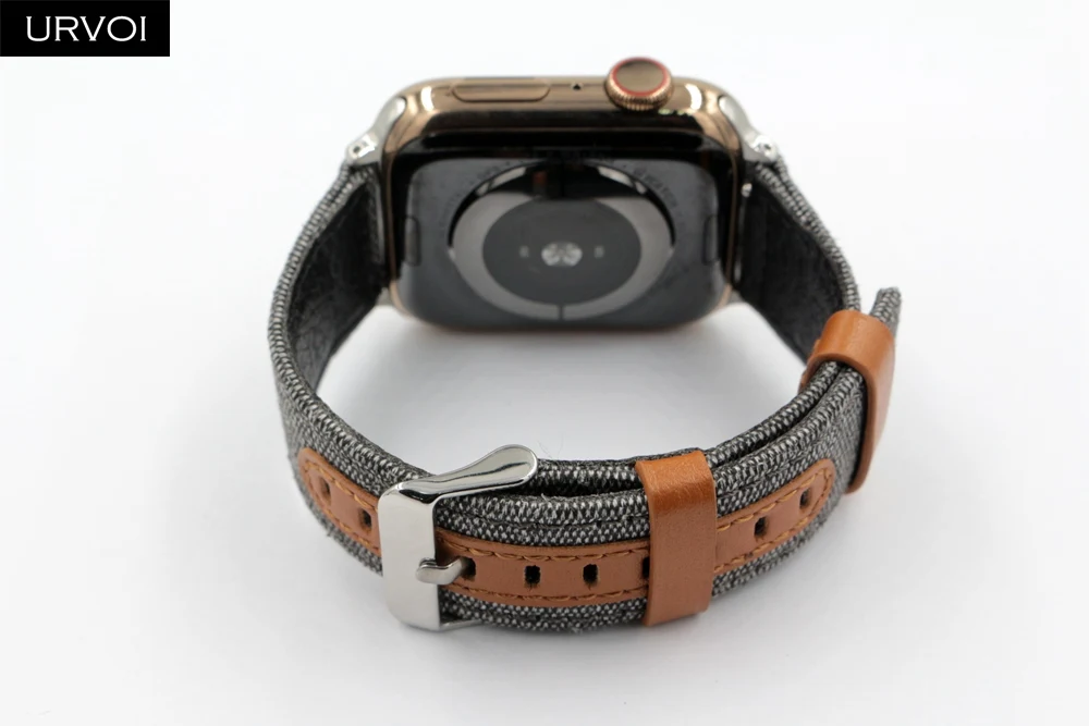 URVOI холщовый ремешок для Apple Watch band series 54321 тканевый ремешок для iwatch с узором брани классический дизайн из натуральной кожи