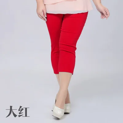 Женские эластичные брюки размера плюс, 6XL, 5XL, 4XL, хорошее качество, очень большой размер, женские Капри, супер эластичные летние брюки - Цвет: Красный