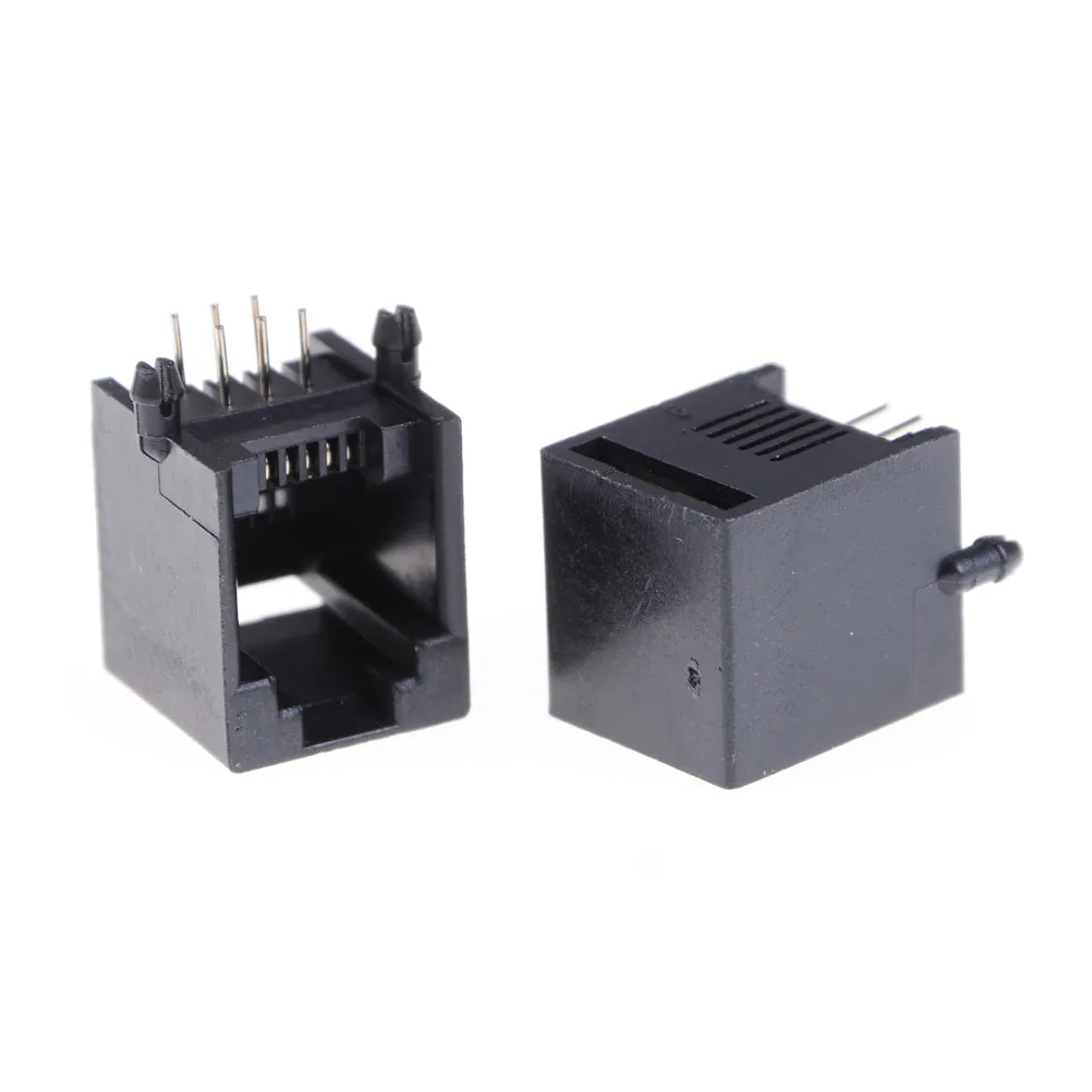 10PCS/Lot 6Pin Black RJ12 RJ11 Socket Telephone Crystal Female 6p6c Wholesale | Обустройство дома