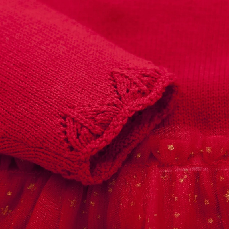 Balabala/платье из ткани для маленьких девочек изящный вязаный свитер + фатиновое